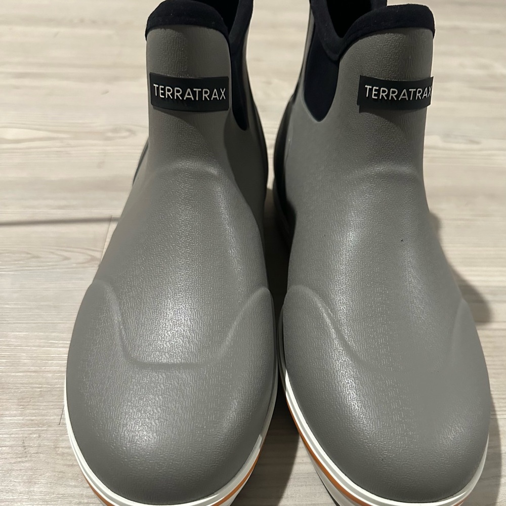 Terratrax Mens Sz 10 Waterproof Deck AntiSlip Rubber Ankle Rain Boots NWOB